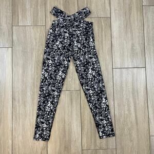 Offline by Aerie Floral Strappy Crossover Leggings Cutout Waist Womens M